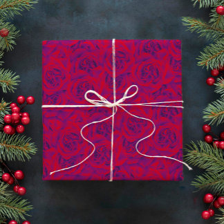 Vibrant Rose Flowers Pattern Floral Purple Red Geschenkpapier