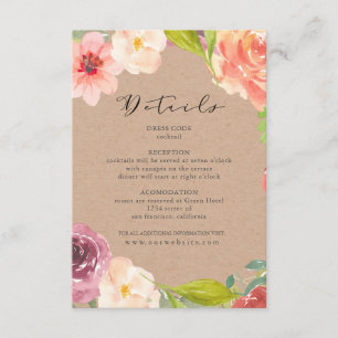 Vibrant Rustic floral mariage détails Carte