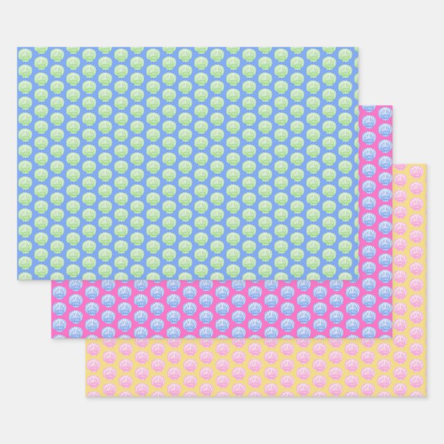 Vibrant Scallop Shells Wrapping Paper Geschenkpapier Set (Set)