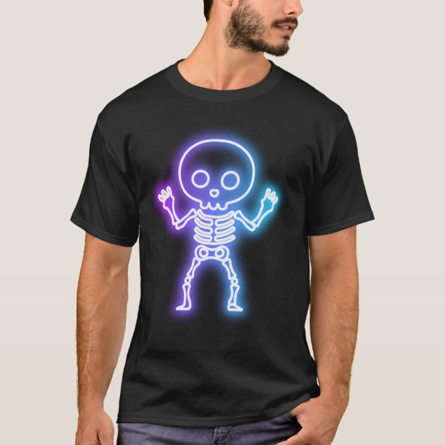Vibrant SKELETON Ghost Glow Halloween Grafik T-Shirt (Vorderseite)