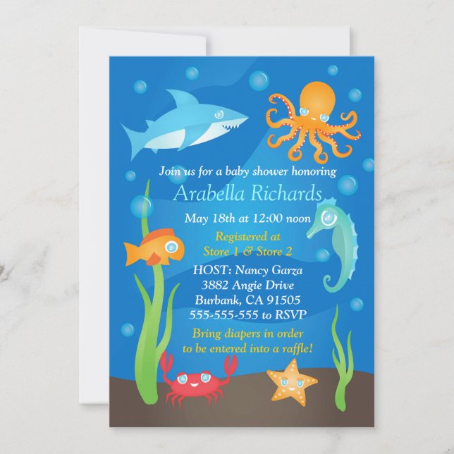 Vibrant sous la mer Baby Shower Invitations (Devant)