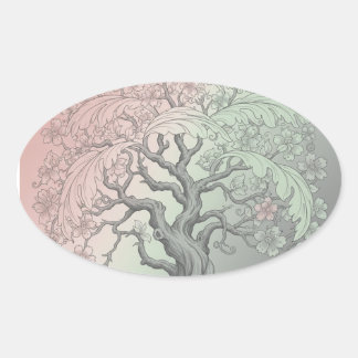 Vibrant Spring Tree Custom - Blossoming Floral Ovaler Aufkleber