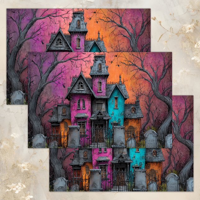 VIBRANT SPUK MANSION DECOUPAGE TISSUPAPIER SEIDENPAPIER (VIBRANT HAUNTED MANSION DECOUPAGE TISSUE PAPER)
