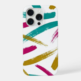 Vibrant Strokes,Teal, Magenta & Mustard pattern iPhone 15 Pro Hülle