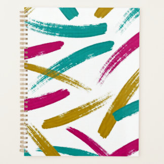 Vibrant Strokes,Teal, Magenta & Mustard pattern Planer