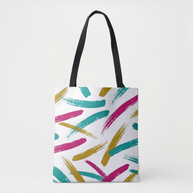 Vibrant Strokes,Teal, Magenta & Mustard pattern Tasche (Vorderseite)