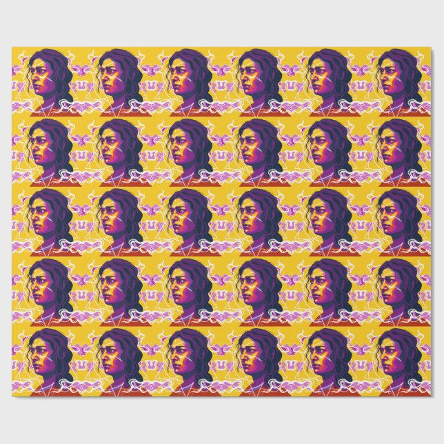 Vibrant Stylized Portrait with Abstract Elements Geschenkpapier (Flach)