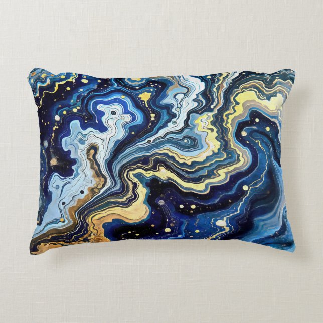 Vibrant Swirls of Blue and Gold 5 Dekokissen (Vorderseite)