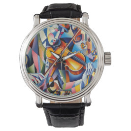 Vibrant Symphony: Abstract Violinist Art Armbanduhr