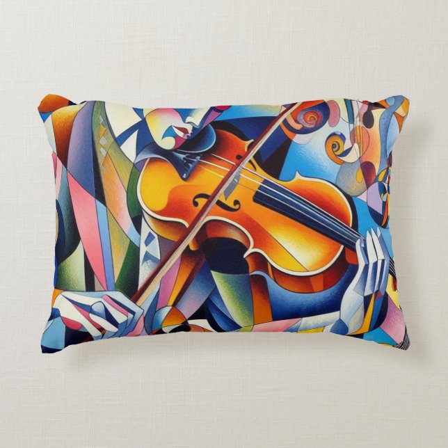Vibrant Symphony: Abstract Violinist Art Dekokissen (Vorderseite)