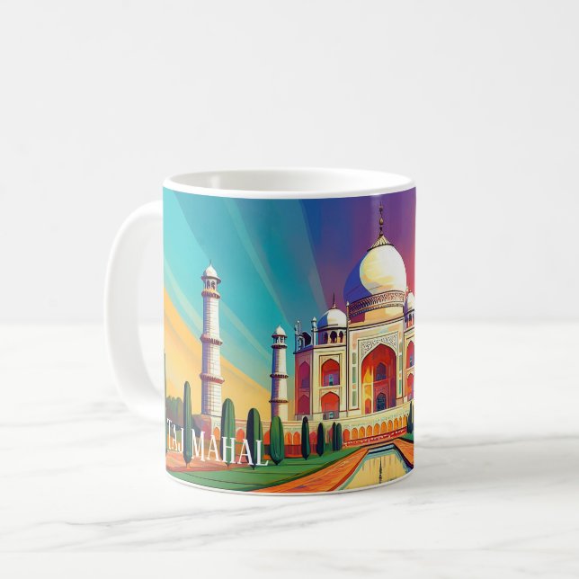 Vibrant Taj Mahal Sunrise Art Mug (Devant gauche)