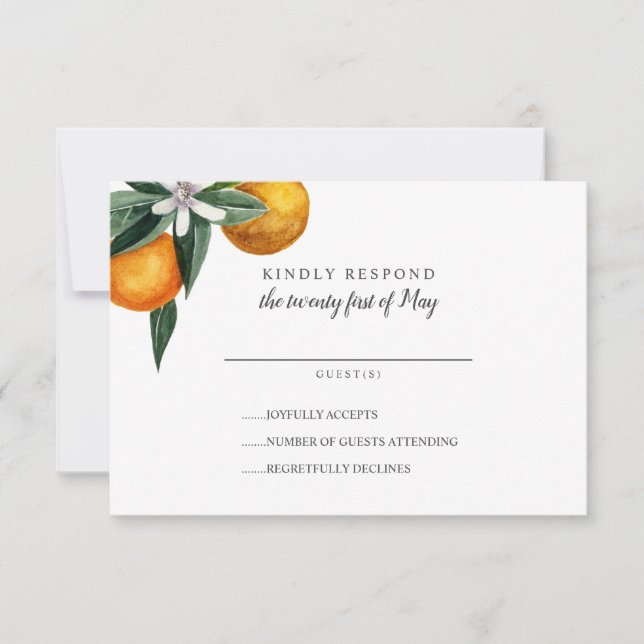 Vibrant Tangerine Citrus Orange Mariage RSVP (Devant)