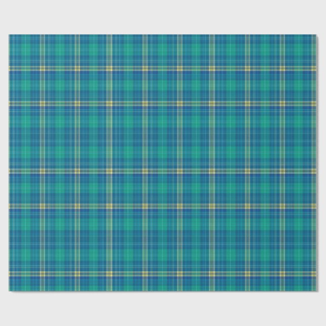 Vibrant Teal and Mariner Plaid Geschenkpapier (Flach)