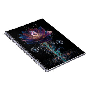 Vibrant Tech Blossom: Herz der Lichtkunst Notizblock