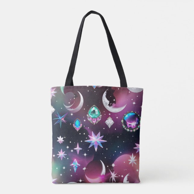 Vibrant Tourmaline Opal Celestial Moon Phases Tasche (Rückseite)
