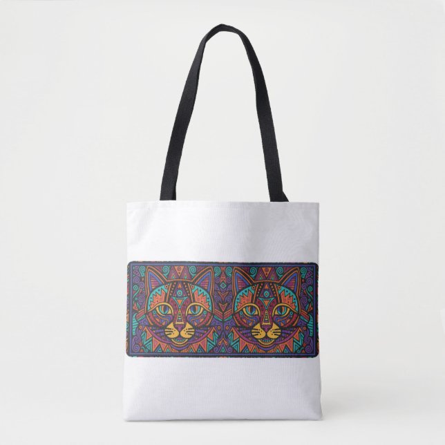 Vibrant Tribal Spirit Cats Tote Bag (Devant)