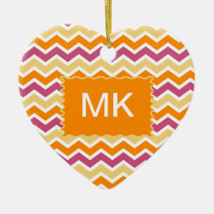 Vibrant Tribal ZigZag Keramik Ornament