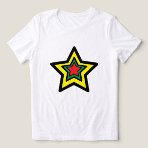 ⭐ Vibrant Triple Big Star T-Shirt (Gelb, Grün, Rot Tri-Blend Shirt