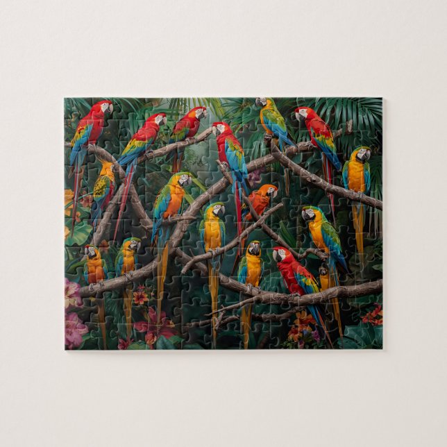 Vibrant Tropical Macaws Jungle (Horizontal)