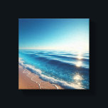Vibrant Turquoise Ocean Waves with Golden Sand Leinwanddruck<br><div class="desc">A stunning digital seascape showcasing the brilliant contrast between deep azure waters and bright turquoise shoreline. Gentle white foam laps against a warm golden shore, while the midday sun creates a sparkling diamond-like reflection on the water's surface. This uplifting and high-energy composition is perfect for summer-themed home decor, coastal hospitality...</div>