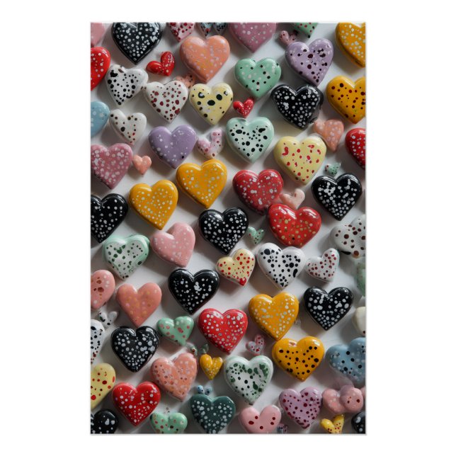 Vibrant Valentine Poster – Fantasy Hearts Design  (Devant)
