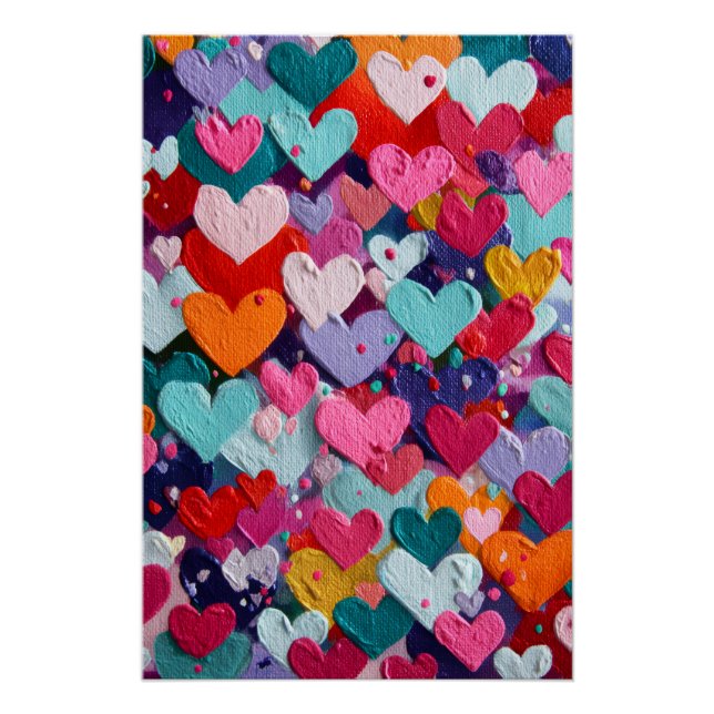 Vibrant Valentine Poster – Fantasy Hearts Design  (Devant)