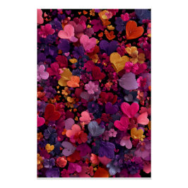 Vibrant Valentine Poster – Fantasy Hearts Design 