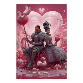 Vibrant Valentine Poster – Fantasy Hearts Design 
