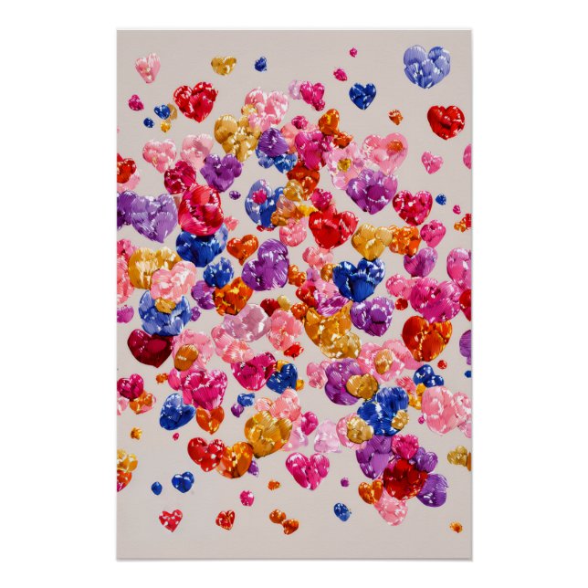 Vibrant Valentine Poster – Fantasy Hearts Design  (Devant)