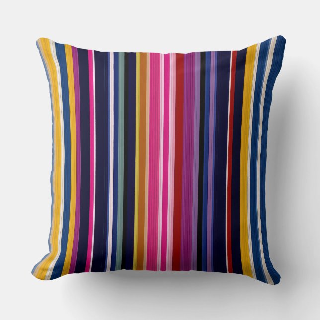 Vibrant Vertical Stripe Modern Throw Pillow Kissen (Vorderseite)