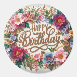 Vibrant vibes floral Anniversaire autocollant
