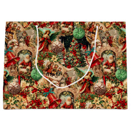 Vibrant Victorian Christmas Collage Große Geschenktüte
