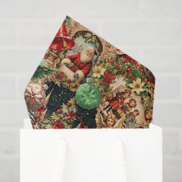 Vibrant Victorian Christmas Collage Seidenpapier