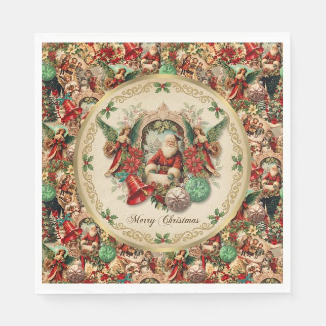 Vibrant Victorian Christmas Collage Serviette (Vorderseite)