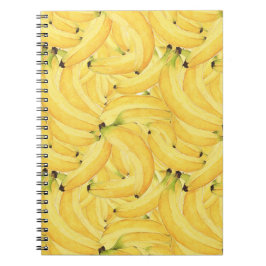Vibrant Watercolor Banana Tropical Fruit Pattern  Notizblock