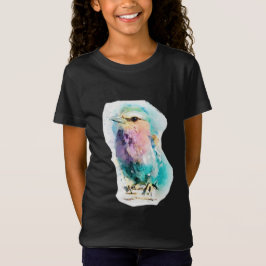 Vibrant Watercolor Bird Black Graphic Tee Artistic