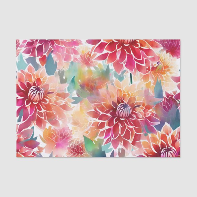 Vibrant Watercolor Dahlia Seidenpapier (Vorderseite)