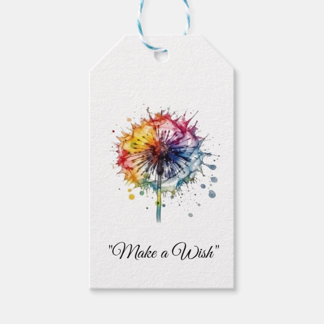 Vibrant Watercolor Dandelion, custom Geschenkanhänger (Vorderseite)