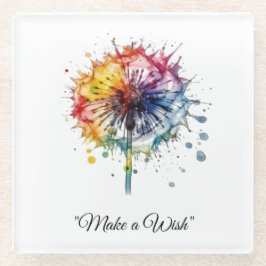 Vibrant Watercolor Dandelion, custom Glasuntersetzer