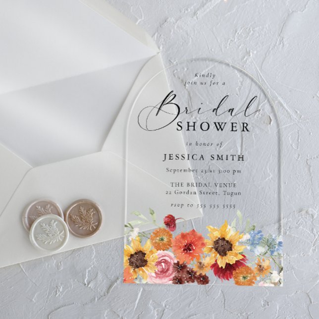Vibrant Watercolor Floral Bridal Shower Acryleinladungen (Von Creator hochgeladen)