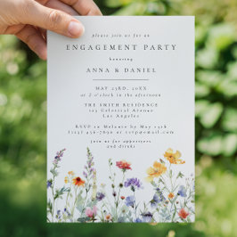 Vibrant Watercolor Floral Engagement Party Einladung