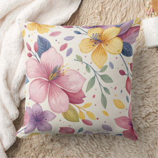 Vibrant Watercolor Floral Throw Pillow Kissen