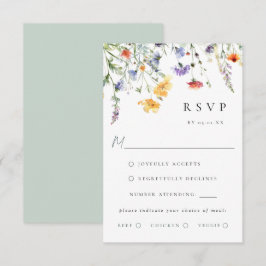 Vibrant Watercolor Floral Wedding RSVP Card