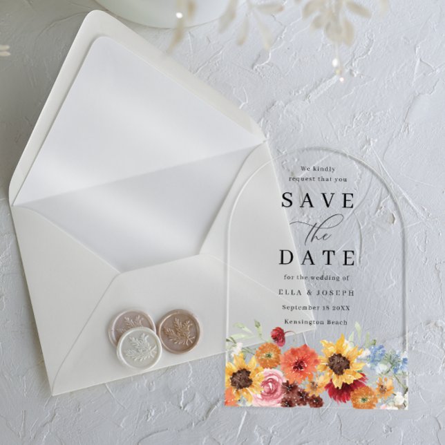Vibrant Watercolor Floral Wedding Save The Date Acryleinladungen (Von Creator hochgeladen)