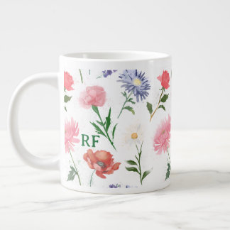 Vibrant Watercolor Multicolor Floral Pattern Jumbo-Tasse