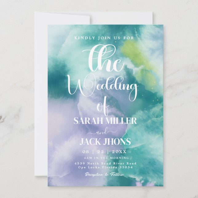 Vibrant  Watercolor Wedding Invitation (Devant)