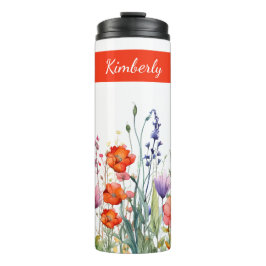 Vibrant Watercolor Wildflowers Personalized Thermosbecher