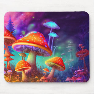 Vibrant Wild Psychedelic Mushroom Illustration Mousepad
