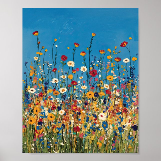 Vibrant Wildflower Field Impressionist Poster Wall (Devant)