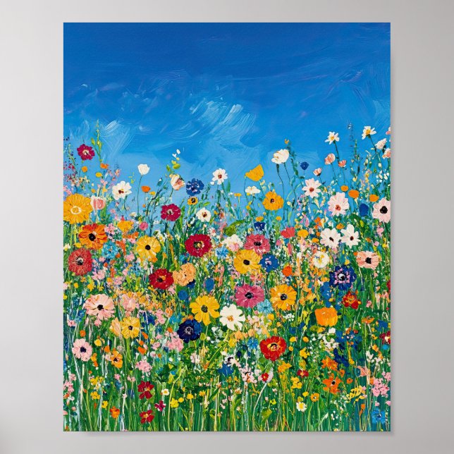 Vibrant Wildflower Field Impressionist Poster Wall (Devant)